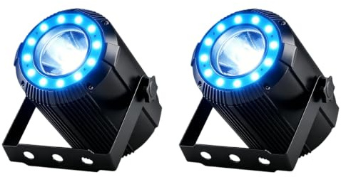 DELIBANG 2PCS 40W RGBW 4 in 1 LED Pinspot + 24 SMD RGB Bühnenleuchten LED Par DMX DJ Lichter 7/11CH Partylicht Led Strahler für Bar, Party, Hochzeit, Disco, Theater, Halloween