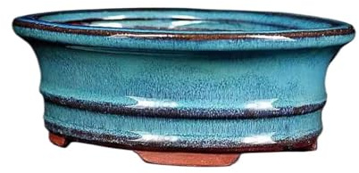 IMEITE Jardinières Pots de Fleurs ovales en céramique et Verre, Petits, céladon Vert émaillé, for Plantes Balcon Pots en Terre Cuite