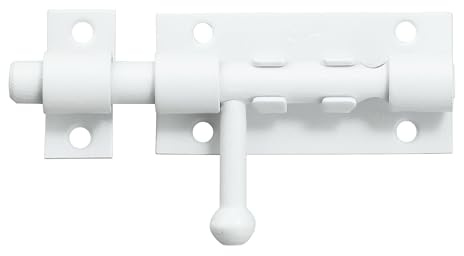 Mooche Verrous Loquet Porte Extérieur, 304 Acier Inoxydable, Blanc | Loquet de Porte à Boulon Coulissant Verrou de Porte à Barillet Serrure avec Trou pour Cadenas