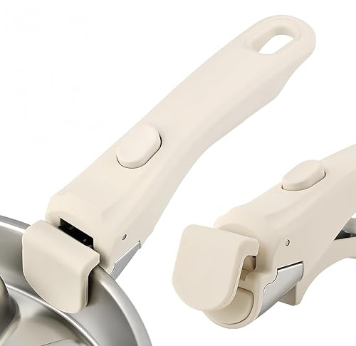 RUISOPE Manico Padella Universale Staccabile, Manici per Pentole di Ricambio Resistente al Calore, Impugnatura Ergonomica per Pentole con Padelle Senza Manico, Portata 10kg (Bianco)