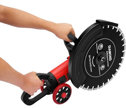 Elektrische Betonsäge 410 mm, 4000W 3000U/min Steinsäge Nassschneider mit Wasserpumpe und Rollen, 165mm Schnitttiefe, Kupfermotor, Steinschneider mit Rollen für Beton, Stein und Ziegel