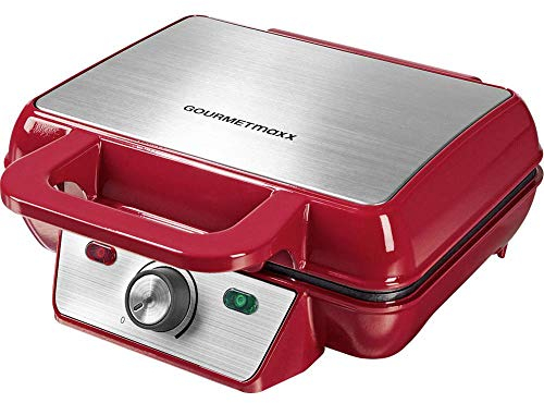 GOURMETmaxx Belgisches Waffeleisen | Waffelautomat für 2 Belgische Waffeln, Antihaftbeschichtung | 1000 Watt [Rot]