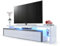 Vladon Meuble TV Bas Leon V3, Corps en Blanc Haute Brillance/Façades en Blanc Haute Brillance avec Une bodure en avola-Anthracite avec l'éclairage LED (227 x 52 x 35 cm)
