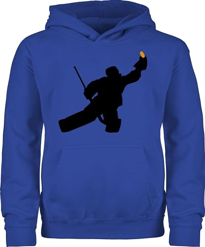 Shirtracer Kinder Hoodie Jungen Mädchen - Sport Kleidung - Towart Eishockey Eishockeytorwart - 128 (7/8 Jahre) - Royalblau - Hockey Pullover tormann Pulli Ice Junge Torwart Kids