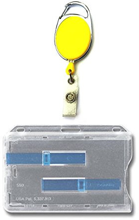 Waizmann.IDeaS® 1x Ausweisset - Ausweisjojo Jojo Zipper oval + Kartenhülle für 2 Karten mit 2 BLAUE Ausschieber - Kartenhalter Ausweishülle querformat horizontal GROSSE FARBAUSWAHL
