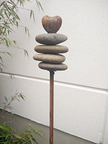 Zen Man GartenStecker Edelrost Herz Stein 030869