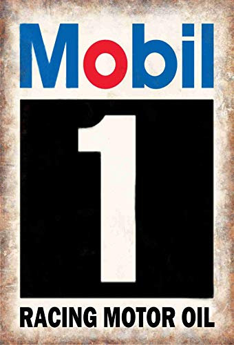 PEI's Mobil 1 Racing Motor Oil Retrò Vintage Targa in Metallo Decorazione da Parete per Casa Garage Bar Man Cave, 20 x 30 cm