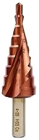 Mengshen Broca HSS M35 Step Drill 4-20mm, Cobalto Ranura Espiral Juego de Brocas Grandes para Paso de Pagoda Escariador de Agujeros Mango De Triángulo Taladrado Taladrado Metal Broca Conica