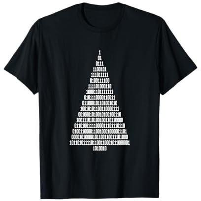 Weihnachten für Nerds - Binärcode Weihnachtsbaum T-Shirt für Informatiker, Freaks, Nerds, Gamer, Männer, Frauen, Kinder, Jungen, Schwarz, Klein