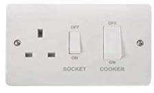 Click 45A Double Pole Cooker Switch With 13A Switched Socket White PVC