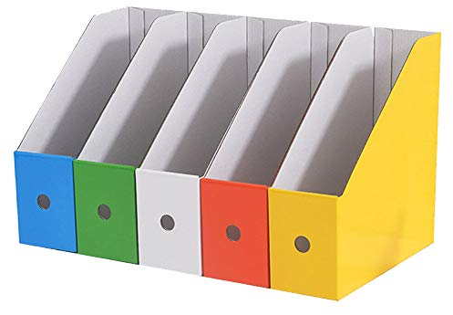 File Magazine Holder, 5 Pack Waterproof Desktop Storage Box A4 Paper Document Organizer for School Dormitory,Office,Home Files Storage (Multicolor)