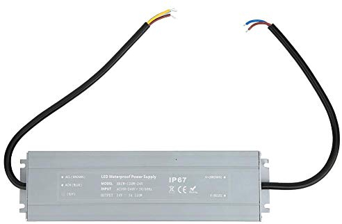 Fafeicy Wasserdichtes IP67 LED Treiber Transformator, 120W, 24V DC, 5A, Niederspannungsausgang 100-240V AC für LED Lichtleiste, Außenleuchte