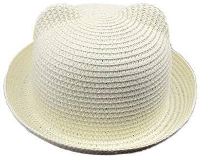 BYFRI Chapeau D'été Enfants Oreilles De Chat Chapeau De Paille Chapeau Forme Parent-enfant Chapeau