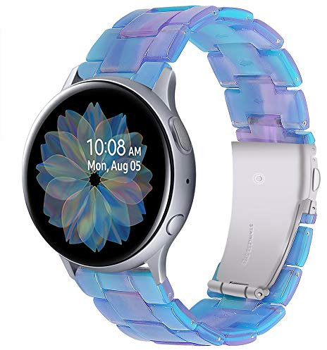 Miimall Correa de Resina Compatible con Samsung Galaxy Watch 5/5pro/4/4 Classic/3/Active 2, 20mm Ligera Pulsera con Hebilla de Metal, Correa de Repuesto para Samsung Galaxy Watch, Fantasma Azul