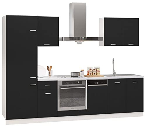 vidaXL 7-TLG. Küchenzeile Lyon Schwarz Holzwerkstoff