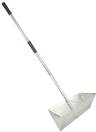 MEEGOON Sandflöhe Rechen, Edelstahl Sandsieb, Abnehmbarer 119,4 cm Langer Griff, 39,4 cm breiter Korb, Sand Krabbenfänger mit scharfen Zähnen, Faltbarer Sandflöhefänger für Reisen