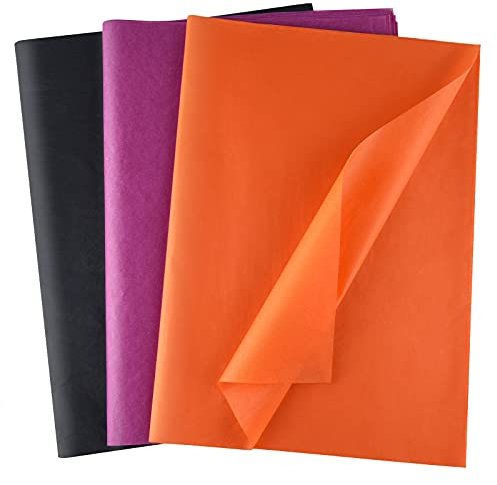MIAHART 60 Blatt Halloween Seidenpapier für Geschenkverpackungen Halloween Seidenpapier Bulk für Verpackung Floral Geburtstag Weihnachten Halloween DIY Basteln Pompons Konfetti
