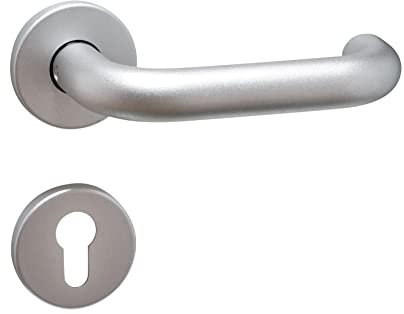Buddy4Home Türgriff Alu Profilzylinder Silber F1 Türgarnitur Türbeschlag Türdrücker Türklinke Drückergarnitur Zimmertüren Türbeschläge Innentüren Set Türgriffe Wohnungstür, rund, Paris