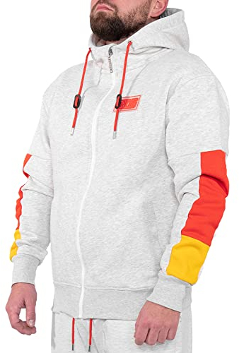 SOURKRAUTS Unisex Kapuzenpullover Zipper in Grau - Herren & Damen Hoodie Sweatshirt Pullover Devyn, Hoody Trainingsanzug in Größen XXXL