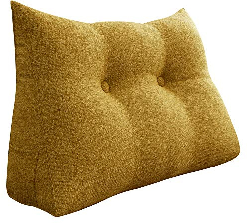 Johnear Rückenkissen als Bettkopfteil Rückenkissen Bett Dreieckiges Lesekissen Rückenlehnkissen Lendenkissen Bücherkissen Kopfenden Stützkissen für Bett Sofa (Senfgelb, 80×20×50cm)