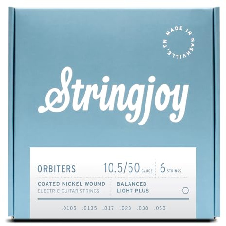 Stringjoy OR10550 Orbiters Coated Nickel Guitar Strings, (Light Plus Gauge - 10.5-50)