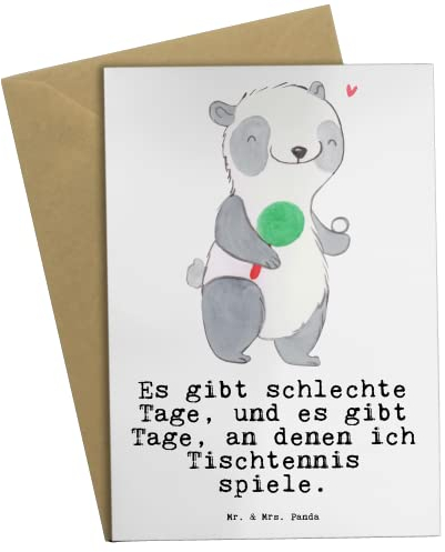 Mr. & Mrs. Panda Grußkarte Panda Tischtennis - Geschenk, Tischtennis Sprüche, Sportart, Hochzeitskarte, Ballsport, Ansichtskarten, Gewinn, Sportler,
