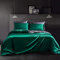 YASMENG Satin Bettwäsche 135x200 4teilig Grün Dunkelgrau Bettbezug Set Seide Bettwäsche Satin Glatt Glänzend Seidig Luxus Weich Satin Wendebettwäsche mit Reißverschluss und 2 Kissenbezüge 80×80 cm