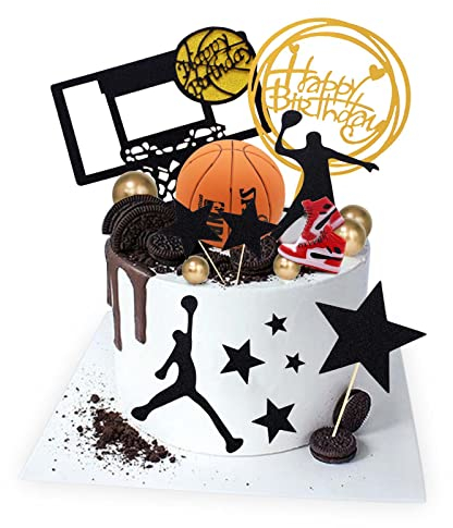 Lukinuo Basketball-Kuchendekoration, 17 Stück, Motiv für Jungen und Herren, Geburtstagsparty-Zubehör