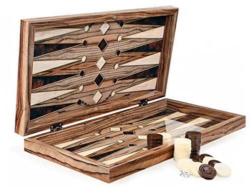 Yenigün Wunderschöne Holz Backgammon TAVLA XL Intarsien Look/Marküteri - 2 Spieler, ab 14 Jahren