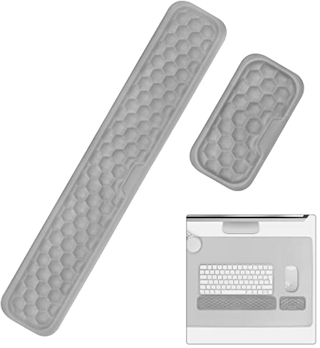 Giecy Handgelenkauflage Tastatur und Handballenauflage Maus,Memory Foam PU handauflage tastatur wrist rest für Computer, Laptop, Büroarbeit, Gaming, Lernen, Tippen Schmerzlinderung(Grau)