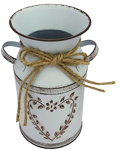 DECHOUS Vintage Metal Flower Bucket Rustic Decorative Vase for Dried Flowers for Home Office Garden and Farmhouse Decor Retro Style Floral Arrangement Jug