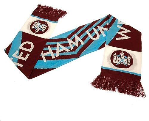 West Ham United English Premier League 76 Retro Crest Schal – Authentischer EPL, Claret/Blau, 4 1/2 feet