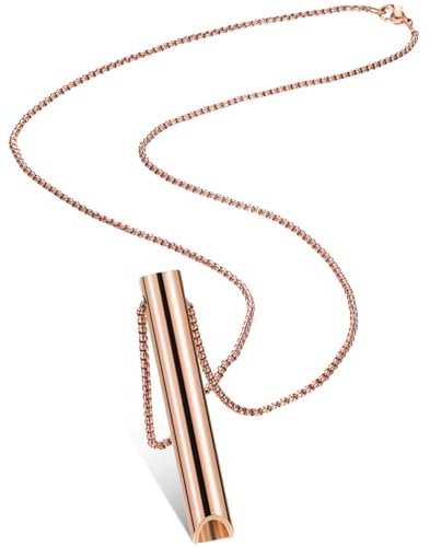 Fiada Stressabbau Halskette Edelstahl Halskette für Achtsames Atem Tragbare Meditation Atem Kette Tiefatmung Atemübung Halskette für Damen Herren Meditation Angstlinderung Entspannung (Rose Gold)