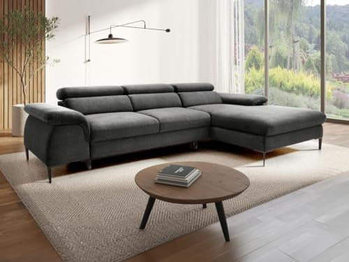 Vente-unique Pascal MORABITO-Ecksofa mit Schlaffunktion - Ecke rechts - Samt - Anthrazit - SEPINA von Pascal MORABITO