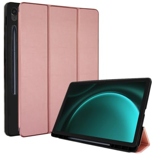 TECHGEAR Smart Case for Samsung Galaxy Tab S10 Lite / S10 FE / S9 FE 10.9, S-Pen Holder, Slim Leather Stand Protective Cover [Auto Wake/Sleep] Soft TPU (SM-X400/X406/X520/X526/X510/X516)- Rose Gold