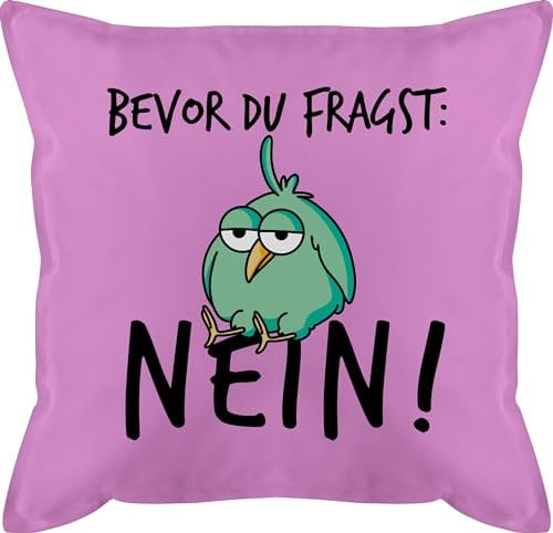 Kissen 50x50 - Statement mit Sprüchen - Bevor du fragst Nein - Geschenk Kollegen Lustig - 50 x 50 cm - Pink - spruch jugendzimmer kissenbezug sprüche nö motivkissen tiere und fuellung spruechen