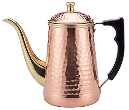 OQHAIR Cafetière en cuivre Faite à la Main avec Bec Long et étroit en Forme de Papillon 700 ML Cafetière en Acier Inoxydable (Couleur : Rose, Taille : 19,5 x 16,2 cm) (Rose 19,5 x 16,2 cm
