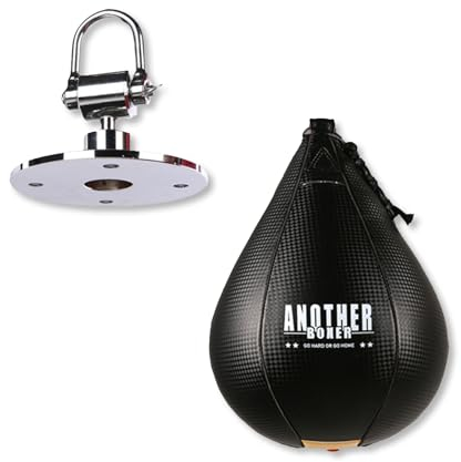 OLYSPM Boxen Punchingball,Speedball,Boxsack Hängend mit Drehgelenk,Leder Box Sack mit Latex Blase für MMA, Muay Thai,Boxen,Kickboxen,Fitness