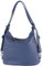 modamoda de T249 Damen Rucksack Schultertasche 2 in 1 aus Leder handmade in Italy, Farbe:Saphirblau