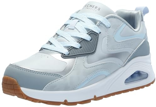 Skechers Girls' UNO Gen1 Color Surge Trainers, Grey light blue, 12.5 UK Child