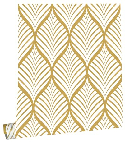 kyaoayo Sticker mural en forme de feuille dorée, style bohème, feuilles de palmier, imperméable, autocollant mural pour salon, chambre à coucher (0,445 x 6 m)