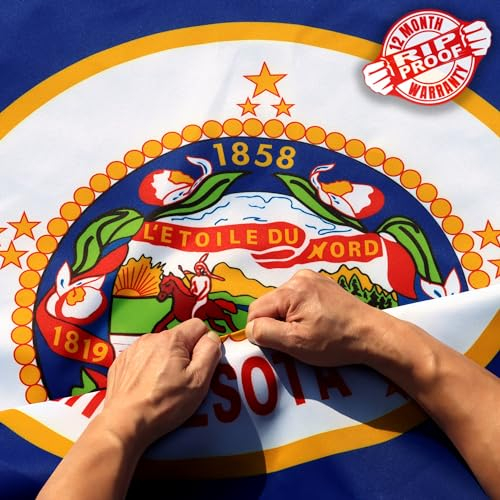 Anley Rip-Proof Double Sided 3-Ply Minnesota State Flag 3x5 Foot - Vivid Color, Canvas Header and Wrinkle Resistant - The Strongest, Longest Lasting Minnesota MN Flags 3 X 5 Ft