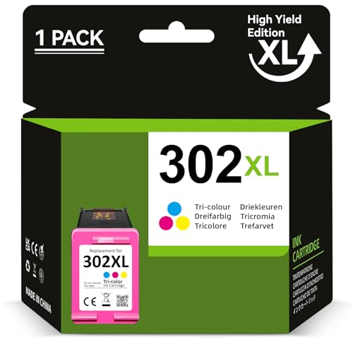 302 Druckerpatronen Wiederaufbereitet für HP 302 Druckerpatronen Farbe für HP 302 XL Kompatibel für HP Envy 4525 4520 für HP OfficeJet 3831 5230 3830 für HP Deskjet 3630 3636 (1 Farbe)