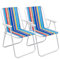 THE SECRET HOME - Pack de 2 Sillas de Playa Plegables - Silla en Metal y Poliéster - Asiento Ideal para Playa, Jardín, Terraza (Modelo 1 - Amarillo/Azul Oscuro/Rojo)
