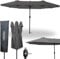 deluxe4home® XXL Doppelsonnenschirm 4,5 x 2,6m Anthrazit I Sonnenschirm Extra groß I Terrassenschirm mit Handkurbel I Faltschirm mit Metallstange