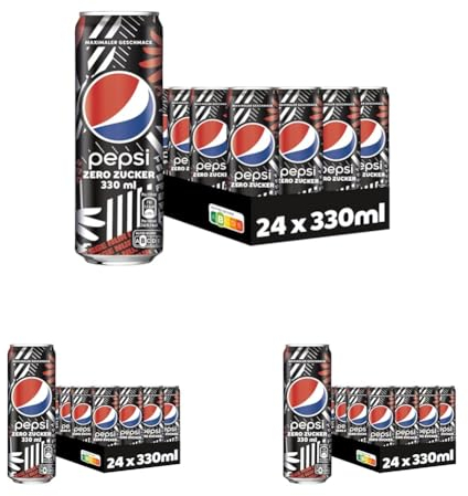 Pepsi Zero Zucker [Eintracht Frankfurt Edition] Das zuckerfreie Erfrischungsgetränk von Pepsi ohne Kalorien, Koffeinhaltige Cola in der Dose, EINWEG Dose (24 x 0,33 l) (Packung mit 3)