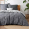 BEDSURE Bettwäsche 200x200 Baumwolle Anthrazit Grau - Bettwäsche-Sets 200 x 200 cm Wendebettwäsche 3teilig mit 2 Kissenbezüge 80x80 cm, Oeko-TEX Zweifarbiger Bettbezug mit Reißverschluss