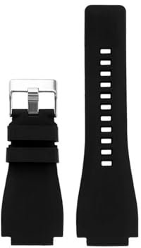 DKWOIS Kompatibel mit Bell & Ross B&R BR-01 BR-03 Armband Leder Uhrenarmbänder Herrenarmband Handgelenk Gürtel Armband 34 * 24mm Konvex(B Black silicone SK)
