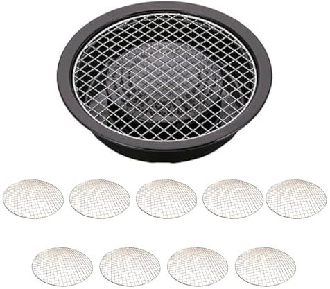 Circle Aluminum Disposable Replacement Grates, Pack of 10, Compatible with Iwatani's Portable Gas BBQ Stove Aburi Top Pan, CB-P-AM3, Yakitori, Japanese Barbecue, 9.84inch