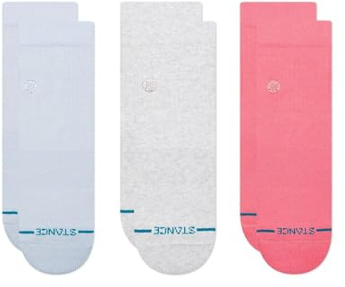 Stance Womens Icon Quarter 3-Pack Socks Pink Blue Periwinkle Medium